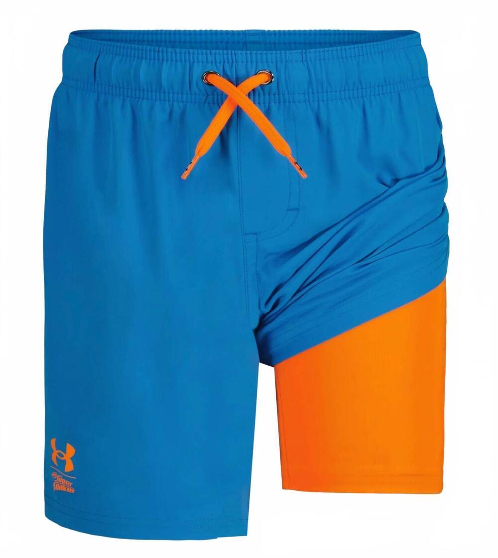 NEW UNDER ARMOUR boys compression volley shorts in electric blue